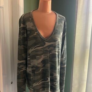 Camo V-Neck Sweater